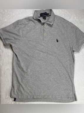 U.S. Polo Assn. L men’s gray cotton‑blend slim‑fit short‑sleeve polo, EUC